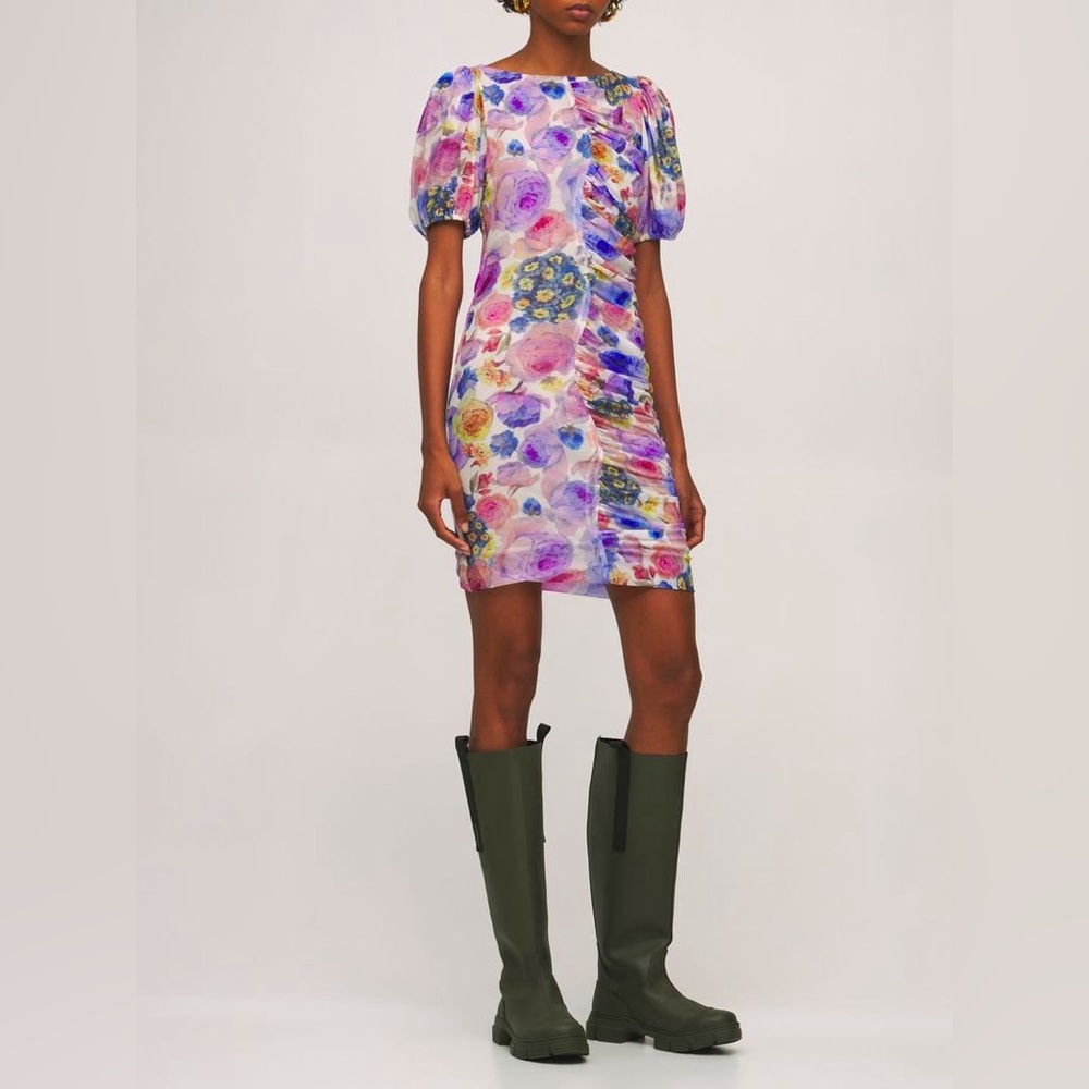 Ganni Colorful Floral Mini Dress - NEW WITHOUT TAG - EU 40/ US 10